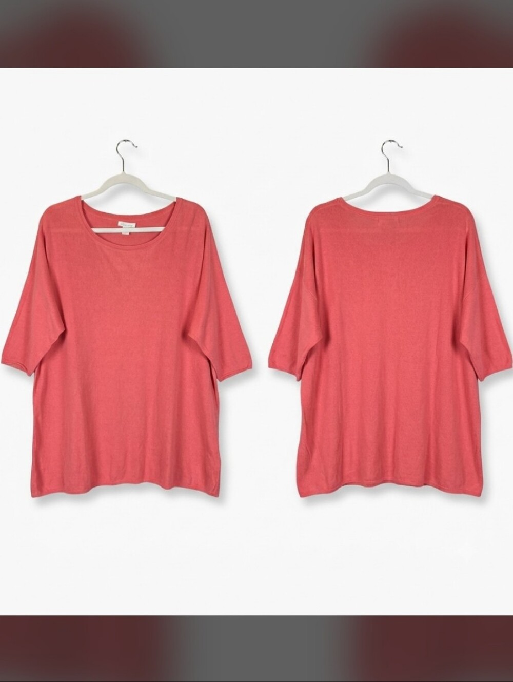 Garnet Hill Women's Coral Silk Lightweight Sweater Women's Med
